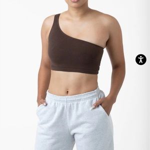 LOS ANGELES APPAREL GARMENT DYE ONE SHOULDER CROP TOP